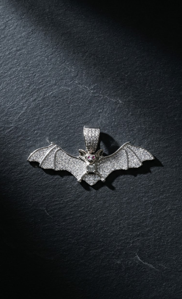 Iced Red Eye Bat Pendant