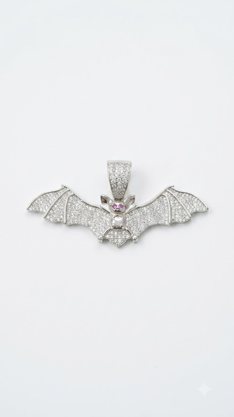 Iced Red Eye Bat Pendant